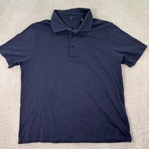 Patrick Assaraf Polo Shirt Men's 2XL Navy Pima Cotton Blend Golfer Performance